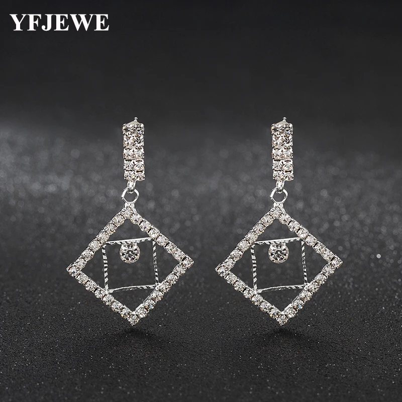 

YFJEWE Trend Dangle Picture frame Earrings Fashion Gold/Silver Color Drop Jewelry For Women E556