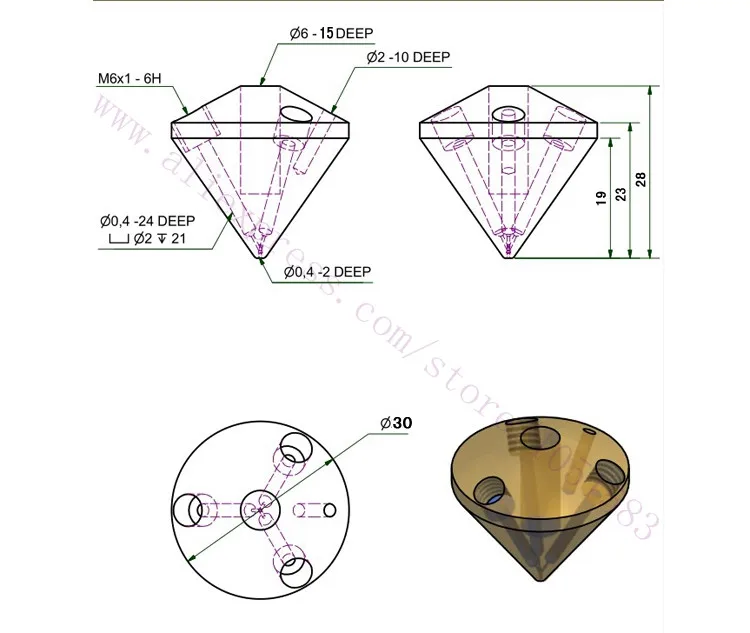 Высокое качество, 12 В/24 В Reprap 3d принтер Алмазный Hotend многоцветный Горячий Конец 3 в 1 экструдер, Prusa I3 экструдер 0,4 мм/1,75