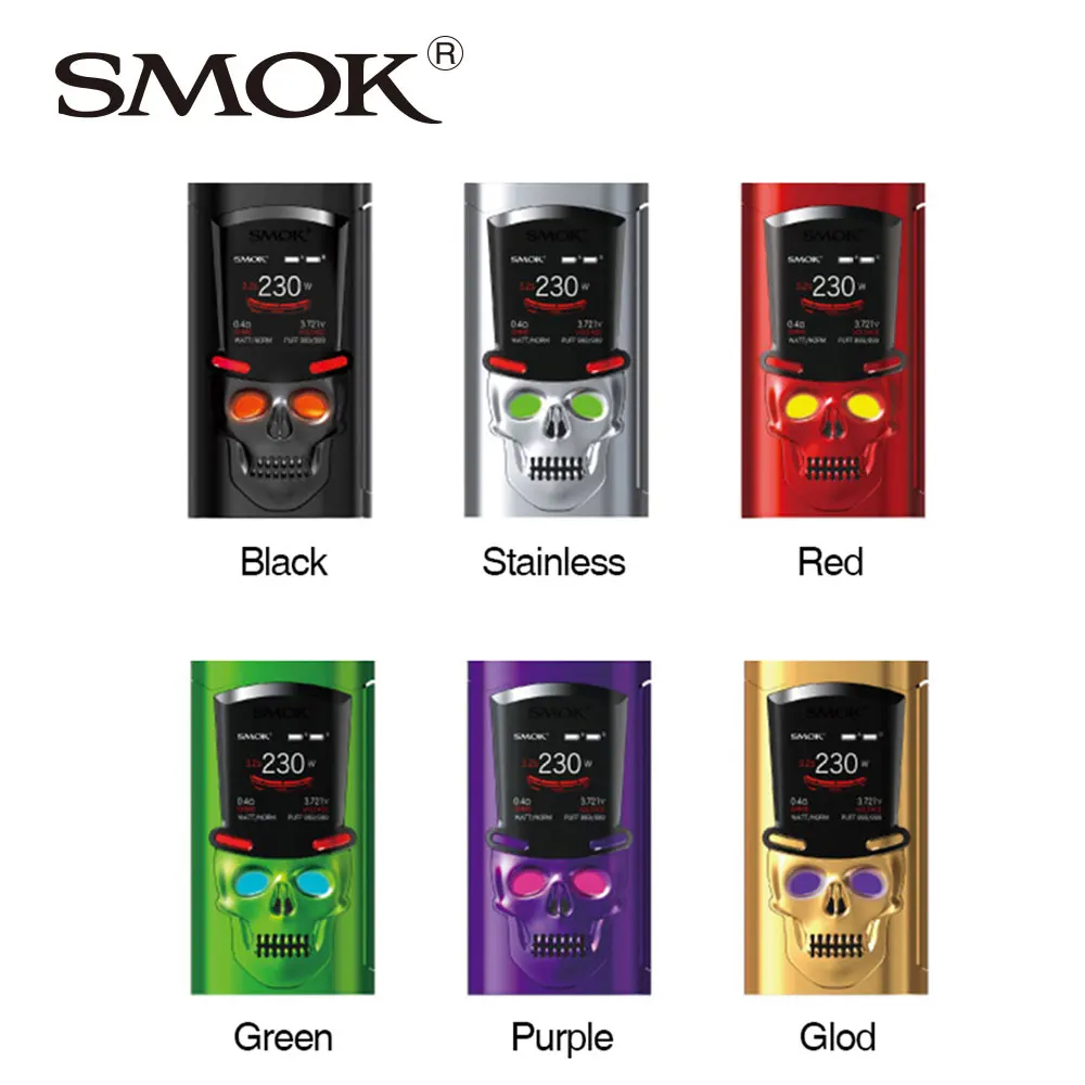 

In Stock SMOK S-Priv 230W TC Box MOD 230W Output Skull Pattern Built-in LED Light No 18650 Battery vs Drag 2/ Gen Mod/ Luxe Mod