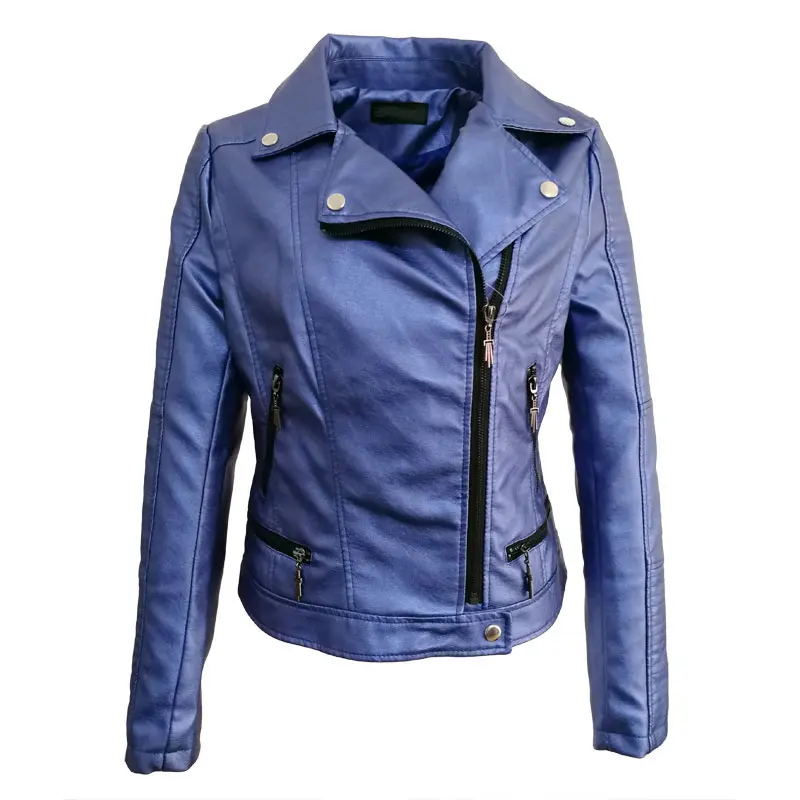 Специальная цветная яркая Синяя кожаная куртка, женское черное пальто, байкерская куртка, Блейзер, chaqueta mujer jaqueta de couro, одежда зеленого цвета - Цвет: bright blue