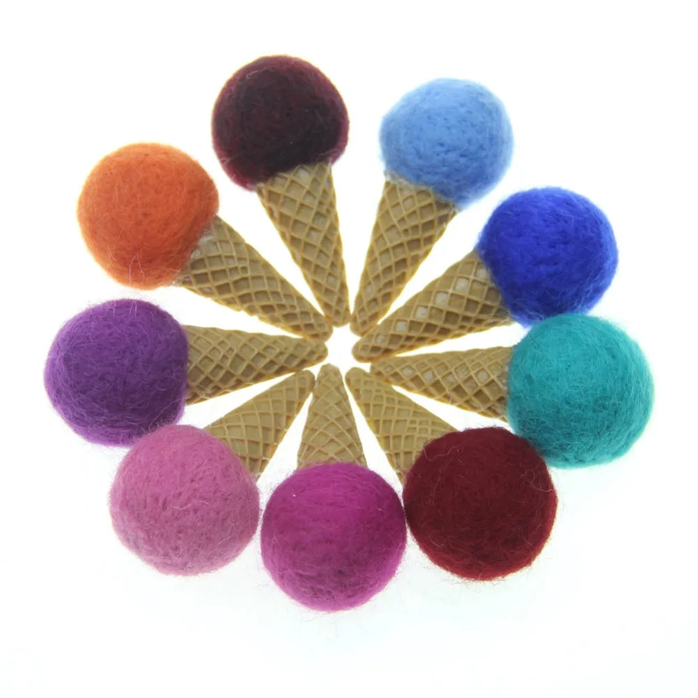 Free Shipping 10pcs Handmade Wool Felt 3d Ice Cream Patch Sticker Craft