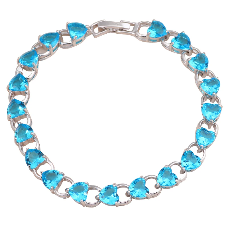 

Heart style Friendship Bracelets Light Blue Zirconia Silver Wholesale Fashion jewelry Charm Bracelets TBS765A
