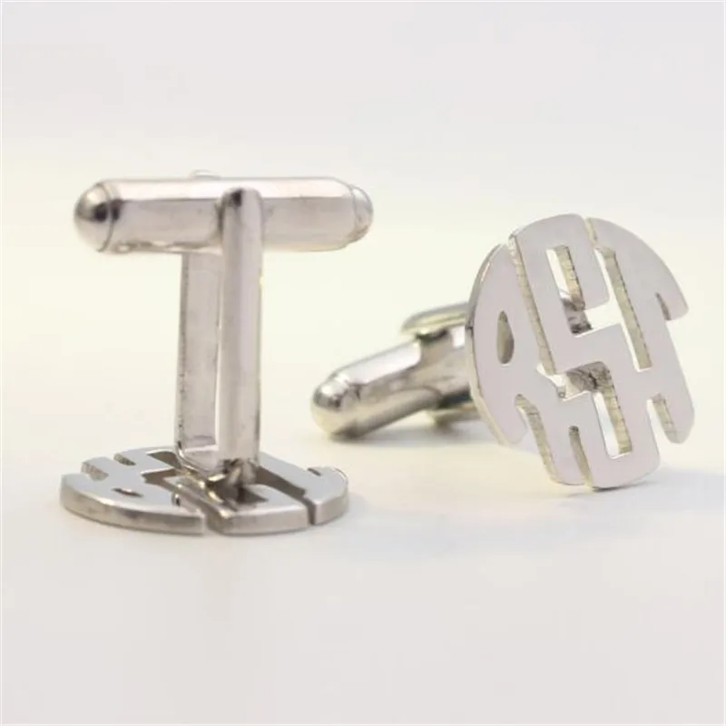 

925 Sterling Silver Monogram Cuff Link Men Jewelry Personalized Cufflinks with Monogrammed Logo Custom Father Gift