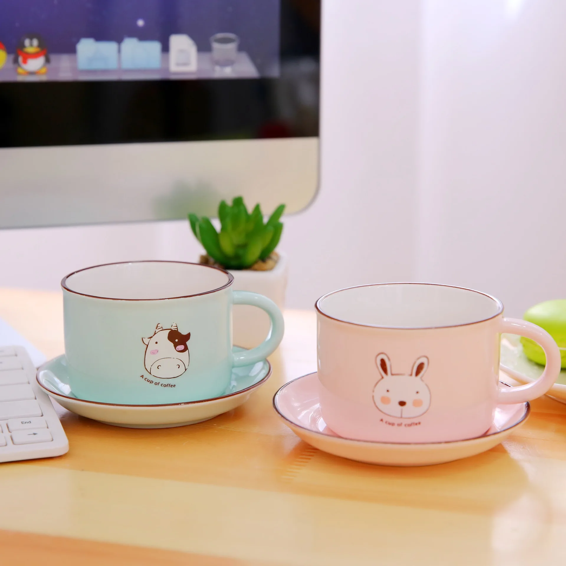 Teagasc Kartun Hewan Mug Set Seri Mug Susu Panda Coklat Beruang