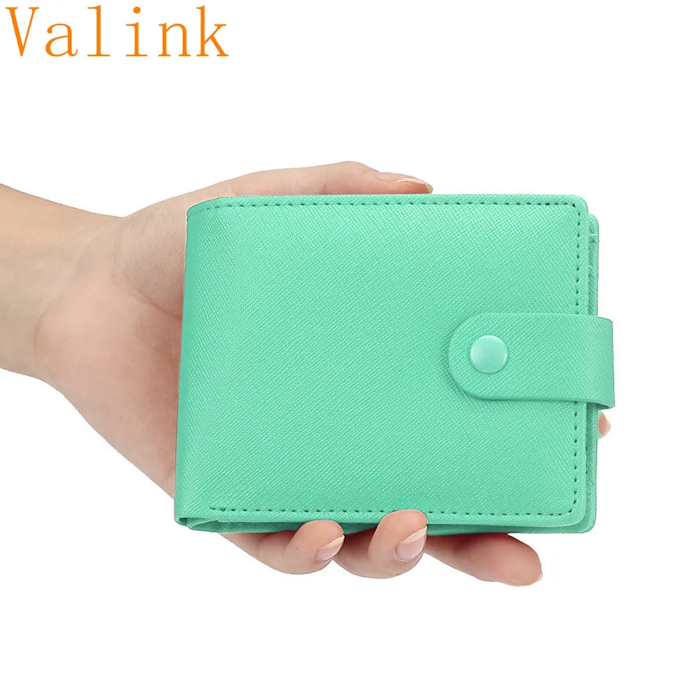 

New brand 2017 Fashion Lady Women solid color Leather Card Holder Short Wallet Purse Clutch Pockets portefeuille femme