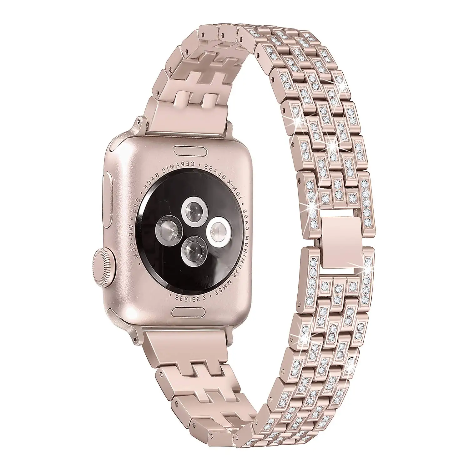Женский бриллиантовый ремешок для часов Apple watch 38 мм 42 мм 40 мм 44 мм браслет из нержавеющей стали ремешок для iWatch серии 5 4 3 2 ремешок - Цвет ремешка: Retro-gold