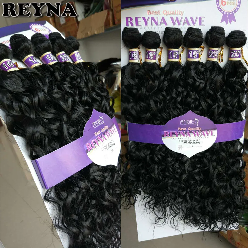 Reyna water wave hair bundle 6 pieces one set Synthetic hair extension tissage fiber hair weaving