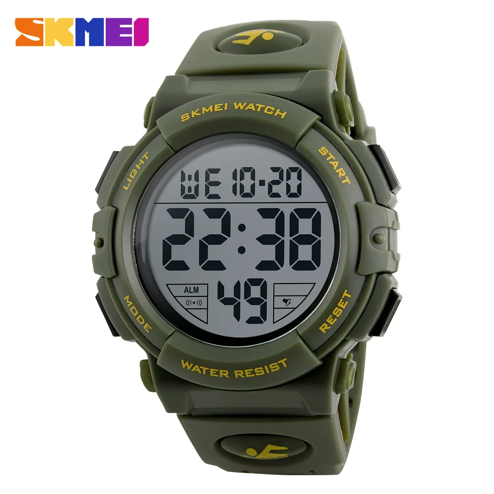 SKMEI новые спортивные часы мужские уличные модные цифровые часы многофункциональные 50 м водонепроницаемые мужские наручные часы 1258 дропшиппинг - Цвет: Зеленый