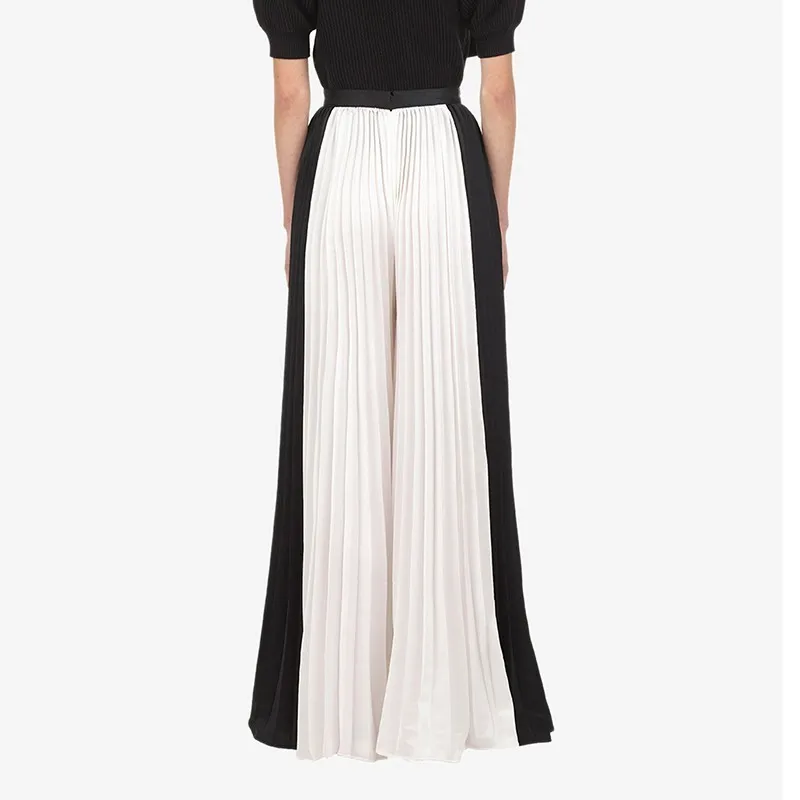 To Gladself Chiffon Women's Trousers Oversize High Waist Patchwork Pleated Wide Leg Pants for Women 2018 Autumn Fashion Clothes | Женская