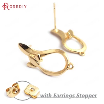 

(35264)6PCS 22x9.5MM 24K Gold Color Brass Orchid Flower Stud Earrings High Quality Diy Jewelry Findings Accessories