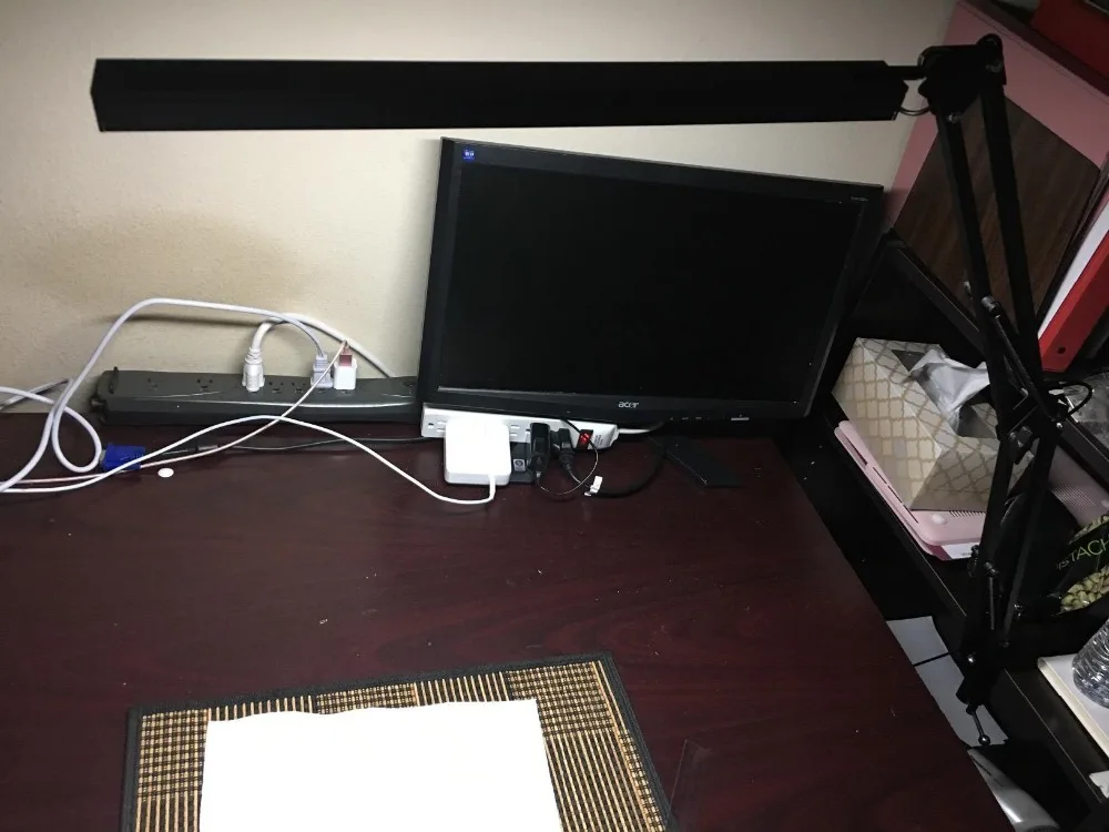 

7W Metal LED Swing Arm Desk Lamp with clamp , 3 Colors Modes Craft Light with Clamp,Drafting Table Lamp, Black