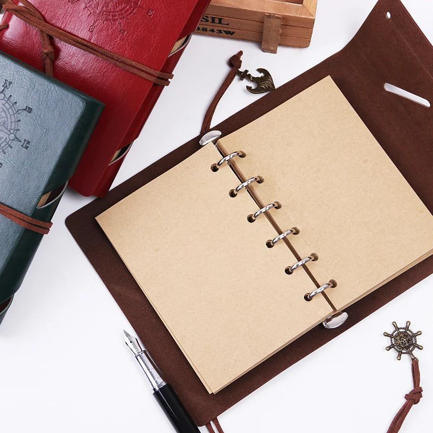New Diary Notebook Vintage Pirate Note Book Replaceable Traveler Notepad Book Leather Cover Kraft Paper Notebook New Diary Notebook Vintage Pirate Note Book Replaceable Traveler Notepad Book Leather Cover Kraft Paper Notebook