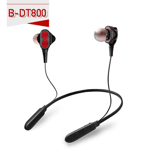 CBAOOO DT800 Bluetooth Беспроводные наушники с шейным ремешком спортивные наушники стерео бас гарнитура громкой связи с микрофоном для всех телефонов - Цвет: BT800-Neckband-Red