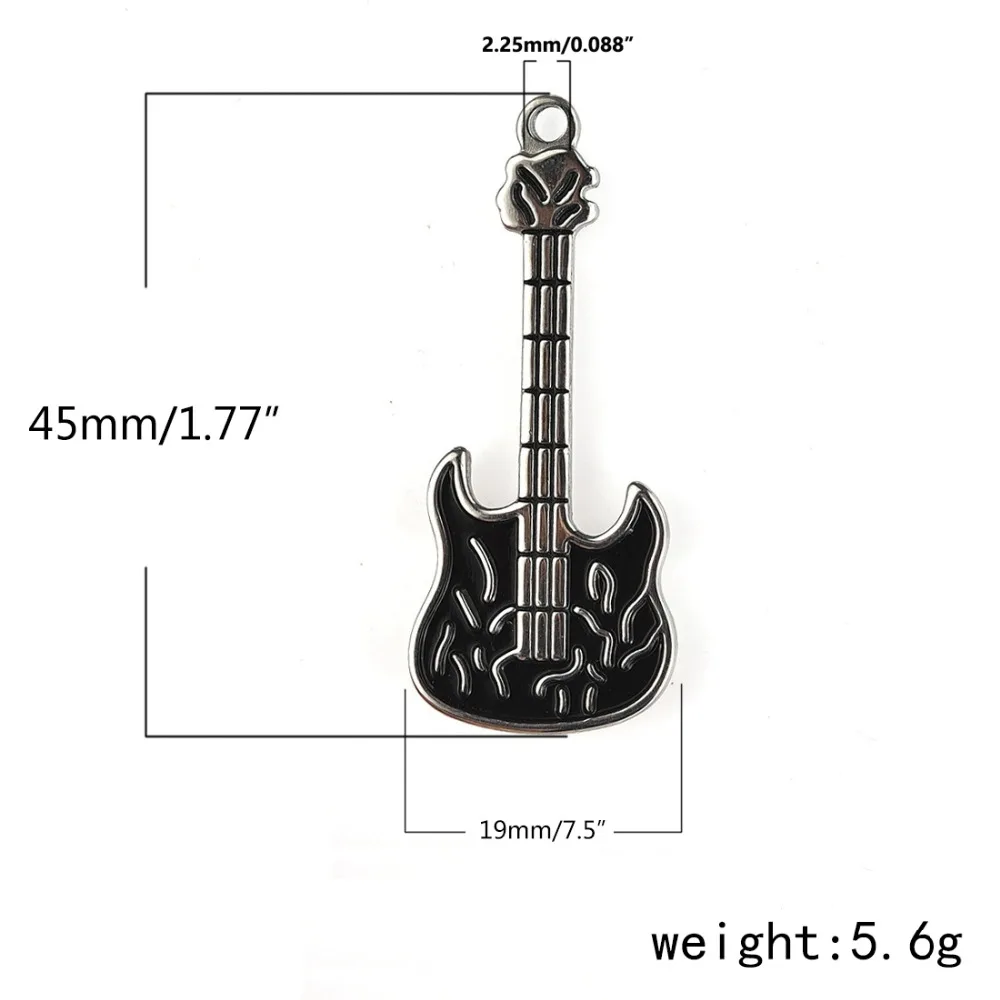 Fashion Stainless Steel Guitar Shape Charm (2)
