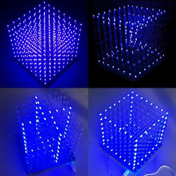 8x8x8 СВЕТОДИОДНЫЙ 3D светильник квадратный синий светодиодный электронный DIY Kit|kit
