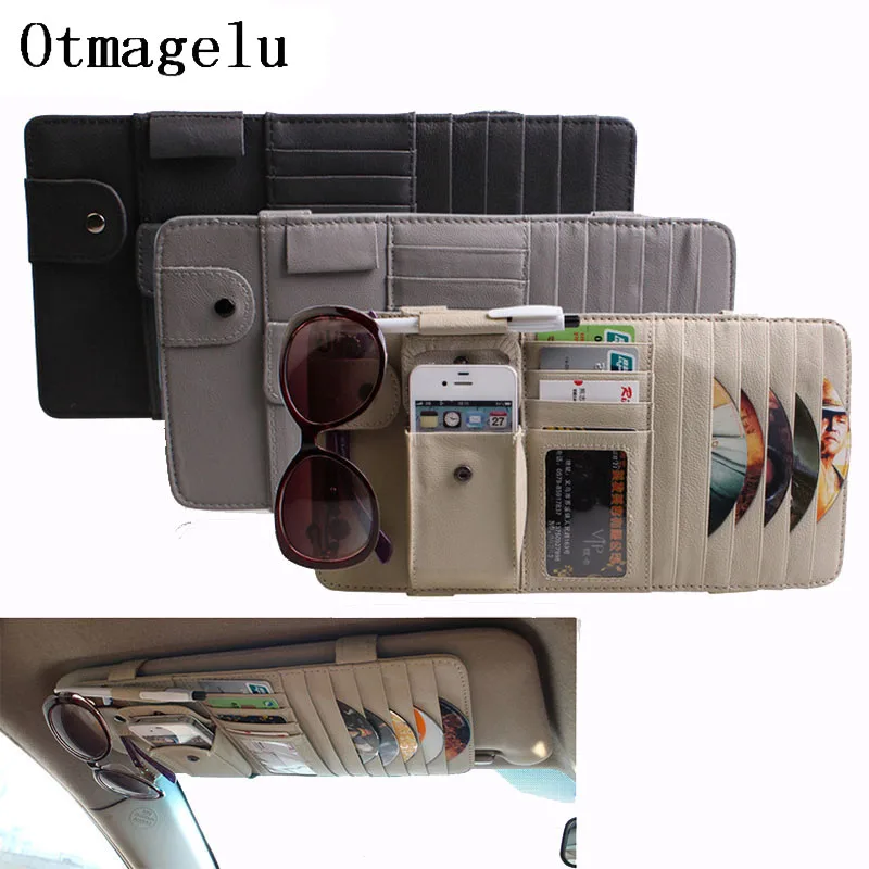 prativerdi Car Leather Multifunction CD Box Car Sun Visor CD Case for DVD Travel Organizer Business Card Holder CD Storage Bag2