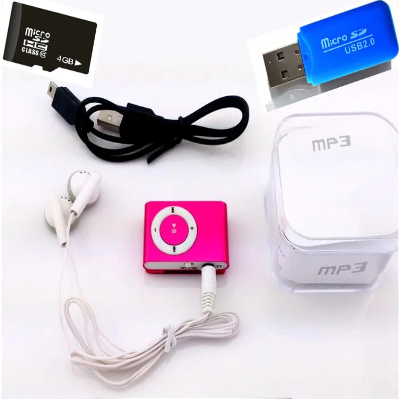 2GB Memory card BOX Mp3 Player Mini Mp3 Mususic Player Micro TF Card Slot USB MP3 Sport Player USB Port With Earphone Headphone
