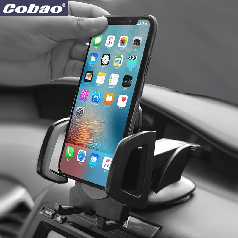 Cobao حامل هواتف ذكية زجاج سيارة 360 قابل للتعديل العالمي لوحة الهاتف سيارة حامل ل فون سامسونج دعم الهاتف