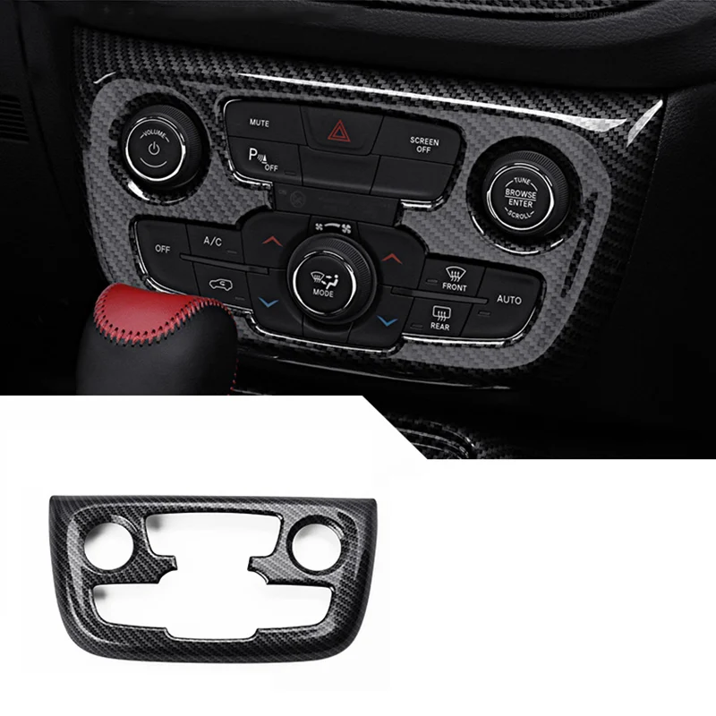 Для Jeep Compass ABS Хром Интерьер автомобильные аксессуары Стайлинг кондиционер переключатель регулировки крышка отделка - Название цвета: Carbon fiber