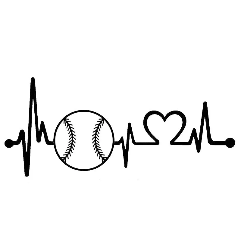 Car stying Baseball Softball Heartbeat Lifeline Car Styling Car Sticker