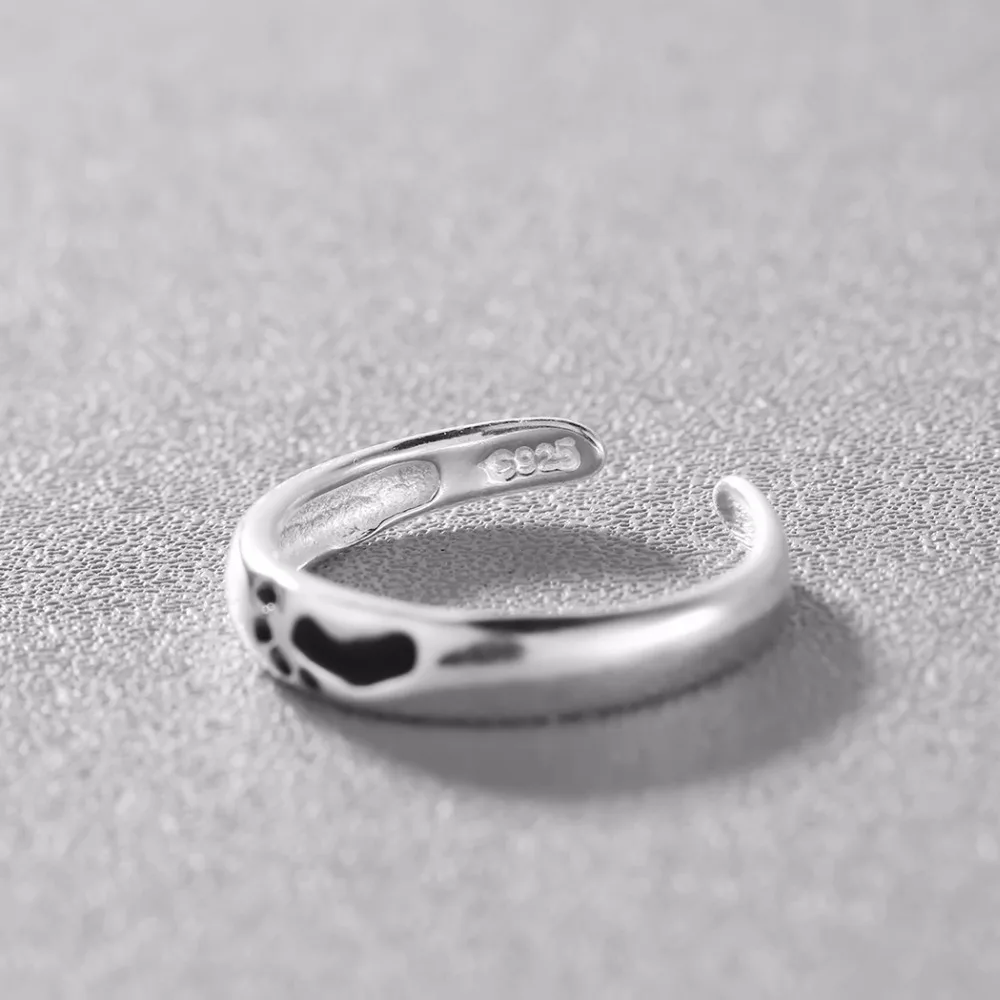 Чандлер милые кольца отпечаток пальца открытие черная эмаль Bague модные украшения для женщин Подарки простой свадебный ремешок