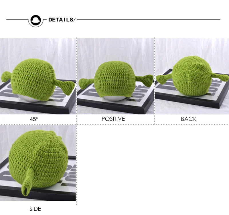 Cosplay Funny Men Cap Knit Green Monster Skullies Hat With Ears Winter Spring Beanie Hats For Women Men Halloween Gift  (6)
