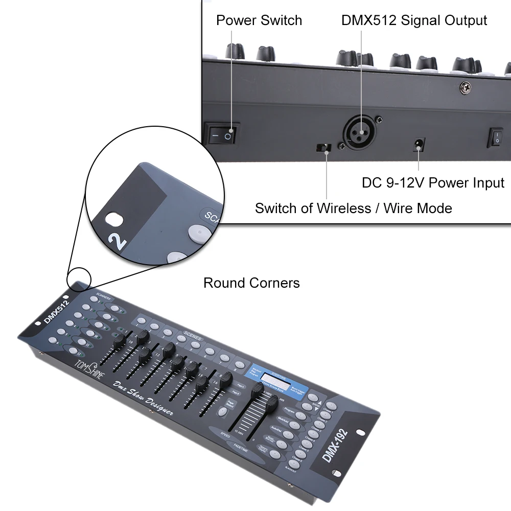 Стиль 192 каналов сценический светильник DMX 512 беспроводной контроллер консоль с передатчиком вечерние DJ диско Операторское Оборудование