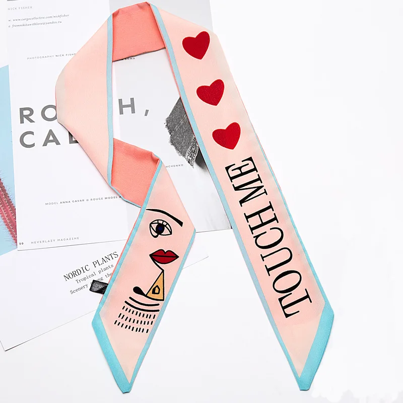 

Heeda 2018 New Cute Cartoon Scarf Korean Fashion Letter 90*5cm Headband Personality Joker Bag Clothing Accessories for Women