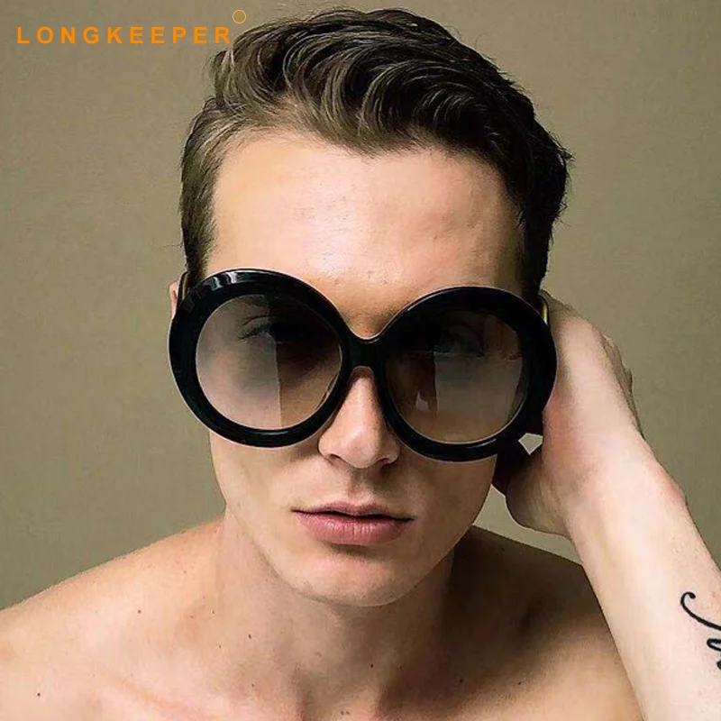 oversized black round sunglasses