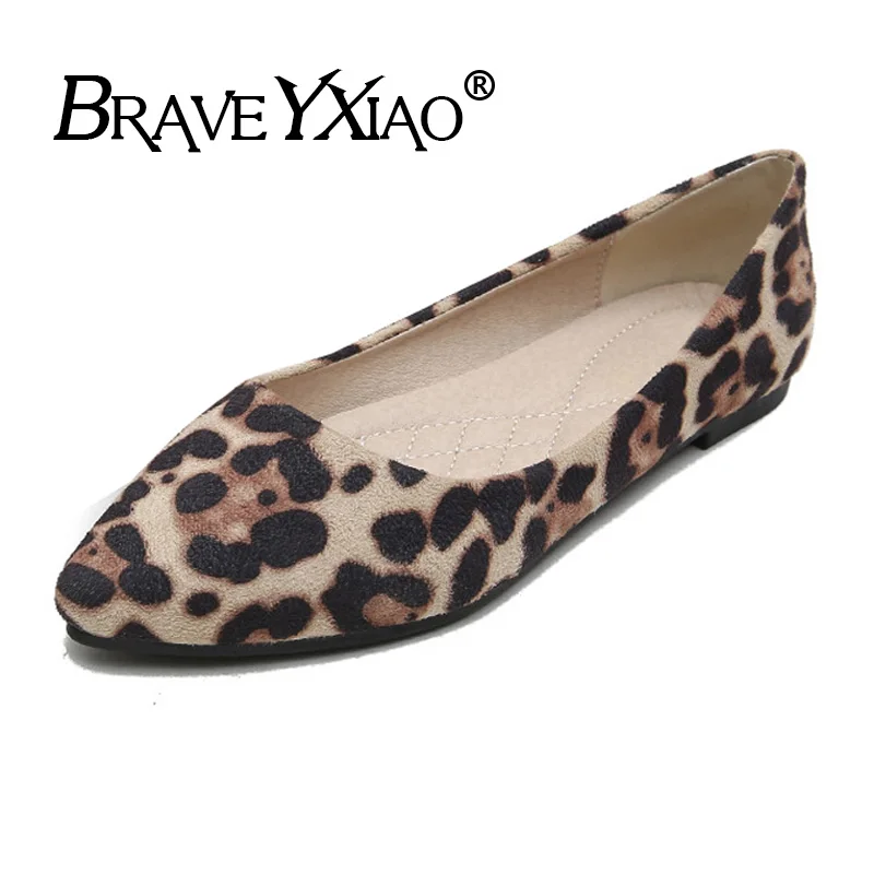 

Leopard Shoes Women Flats 2019 Spring Summer Woman Casual Shoes Pointe Fashion Ladies Shoes Slip-on Plus Size 42 B033