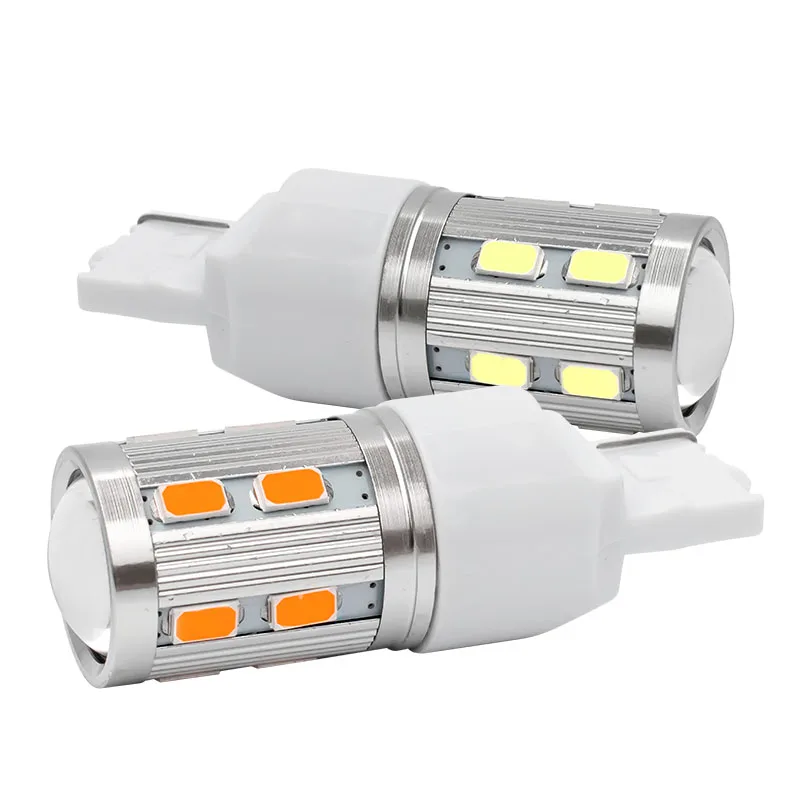 2pcs T20 W21W 7440 WY21W 16 SMD 5730 5630 LED Car Yellow Amber Turn