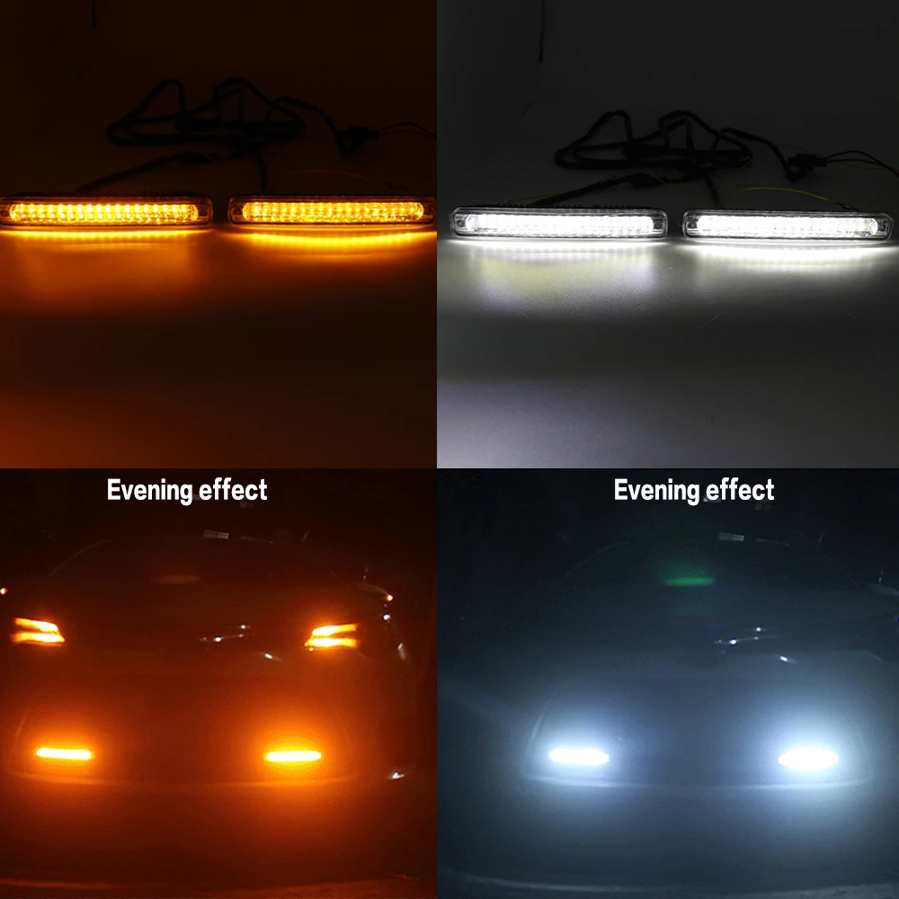 Universal DRL LED Daytime Running Lights Car Lamp External Lights Auto Waterproof Car-styling Led DRL Lamp Amber Turn Signal  (6)