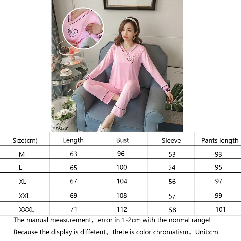 Pijamas de Algodão para as Mulheres Grávidas a Maternidade Rosa de Manga Conjuntos de Pijama de Enfermagem Dollplus Primavera Pijamas Roupa Longa 2 de Manga Longa Conjuntos de Pijama de Enfermagem