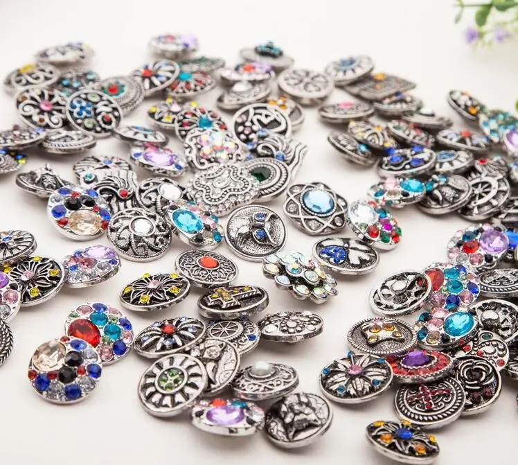 Buy New 10pcs wholesale mix flower rhinestone button