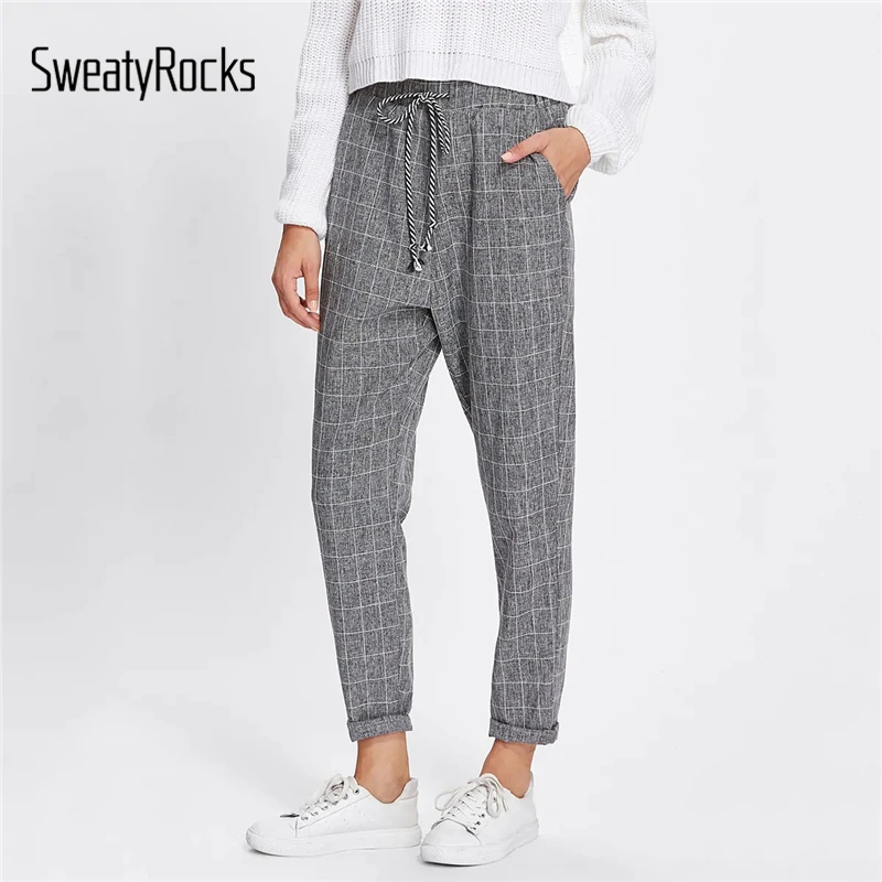 womens grey tapered trousers