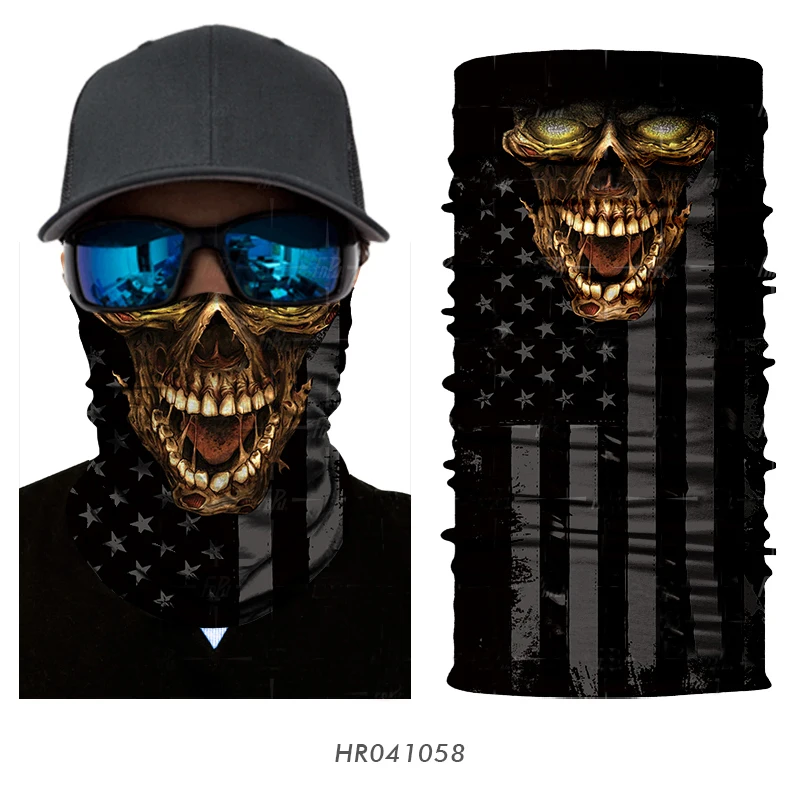 3D Skull Seamless Magic Neck Gaiter Skeleton Face Mask Shield Running Cycling Fishing Bike Bandana Headband Tube Scarf Men Women