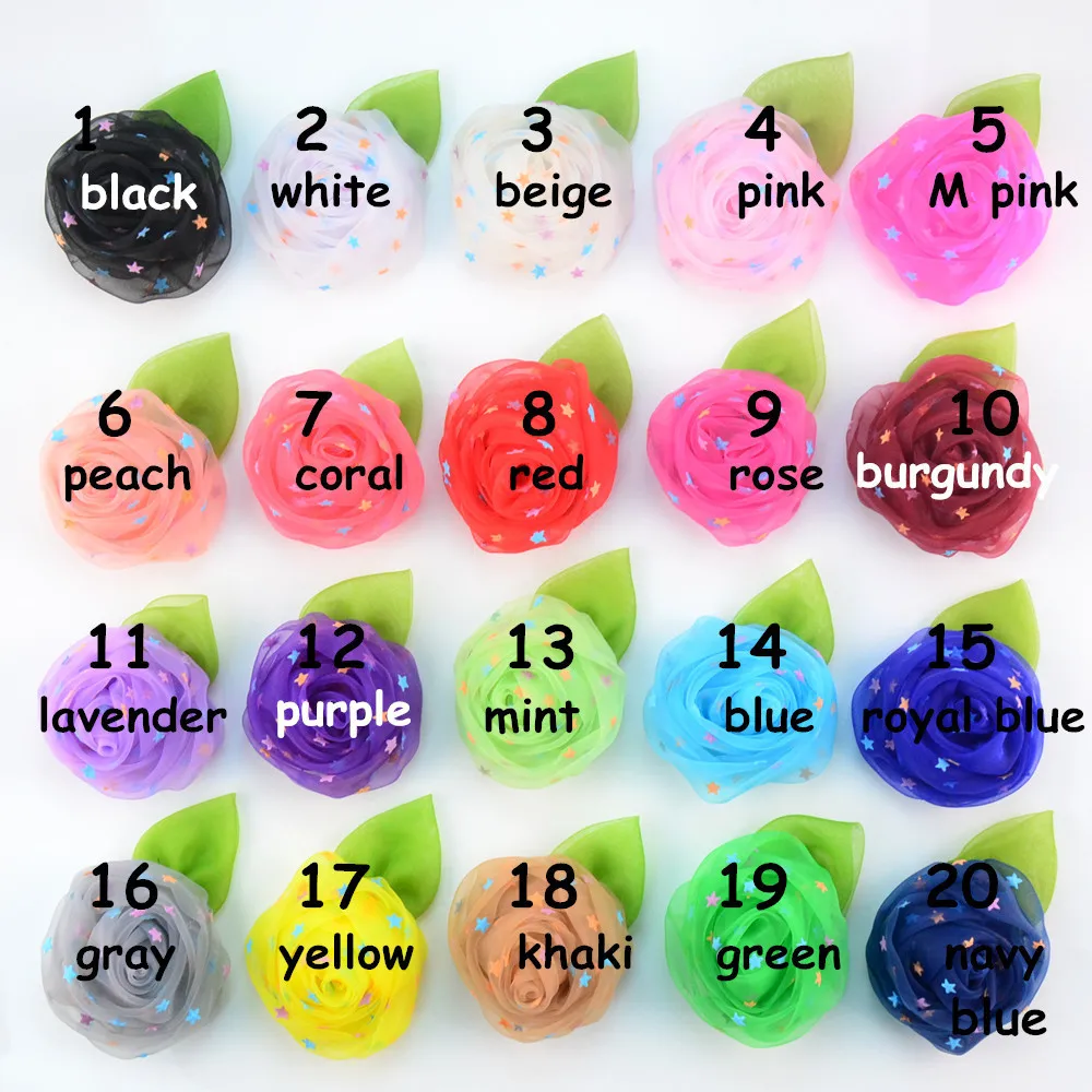 

Handmade Beautiful Rose Leaf Flower Without Clips For Baby Girls Hair Ornaments DIY Hair Accessories Baby Headwear