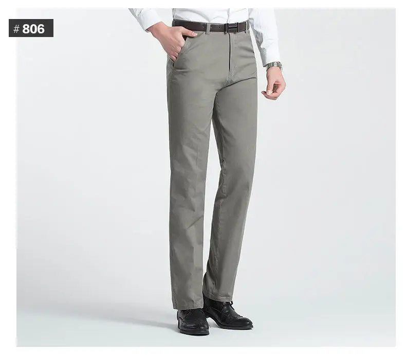 2018 Casual Straight Pants Men Cotton Cargo Men Pants Spring Summer Autumn Male Work Trousers High Waist Full Length Solid Color-04
