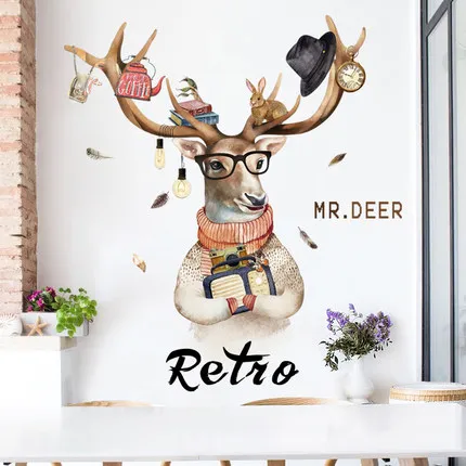 

Nordic Style Deer Living Room Decoration Wall Sticker DIY Creative Animal Posters and Prints Picture Wall Art