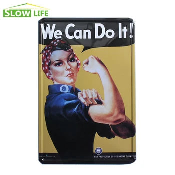

We Can Do It Woman In World War 2 Vintage Home Decor Tin Sign 8"x12" Retro Bar/Garage Wall Metal Sign Decorative Metal Plate