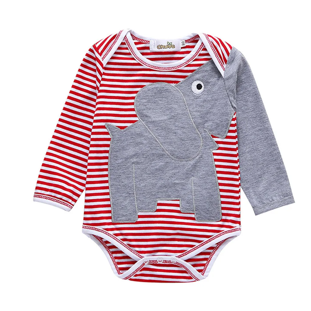 

Lovely Kids Clothes Boys Newborn Infant Baby Girl Boy Elephant Striped Bodysuit Clothes Baby Clothes Girl Infant 2019