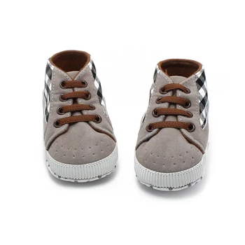 

New Design Sneakers For Baby Boy Shoes Non-slip Lace-up Baby Shoes Soft Sloe First Walkers Stripes Checks Baby Sneakers