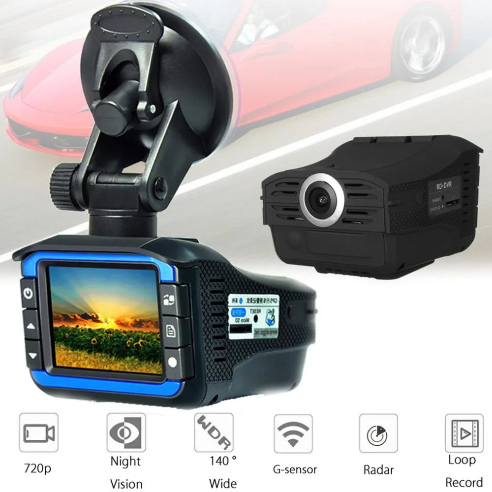

2-in-1 Radar Laser Speed Detector Car DVR Recorder 720P HD Video Dash Camera Built-in G-sensor Support Night Vision