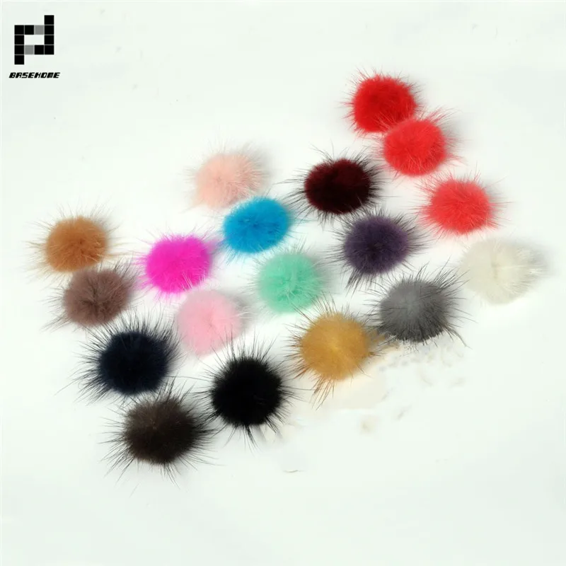 

BASEHOME 100pcs/color 30MM Mink Fur Ball Fur Pompom DIY Jewelry Findings Mink Ball for shoes jewelry cloth Making Craft