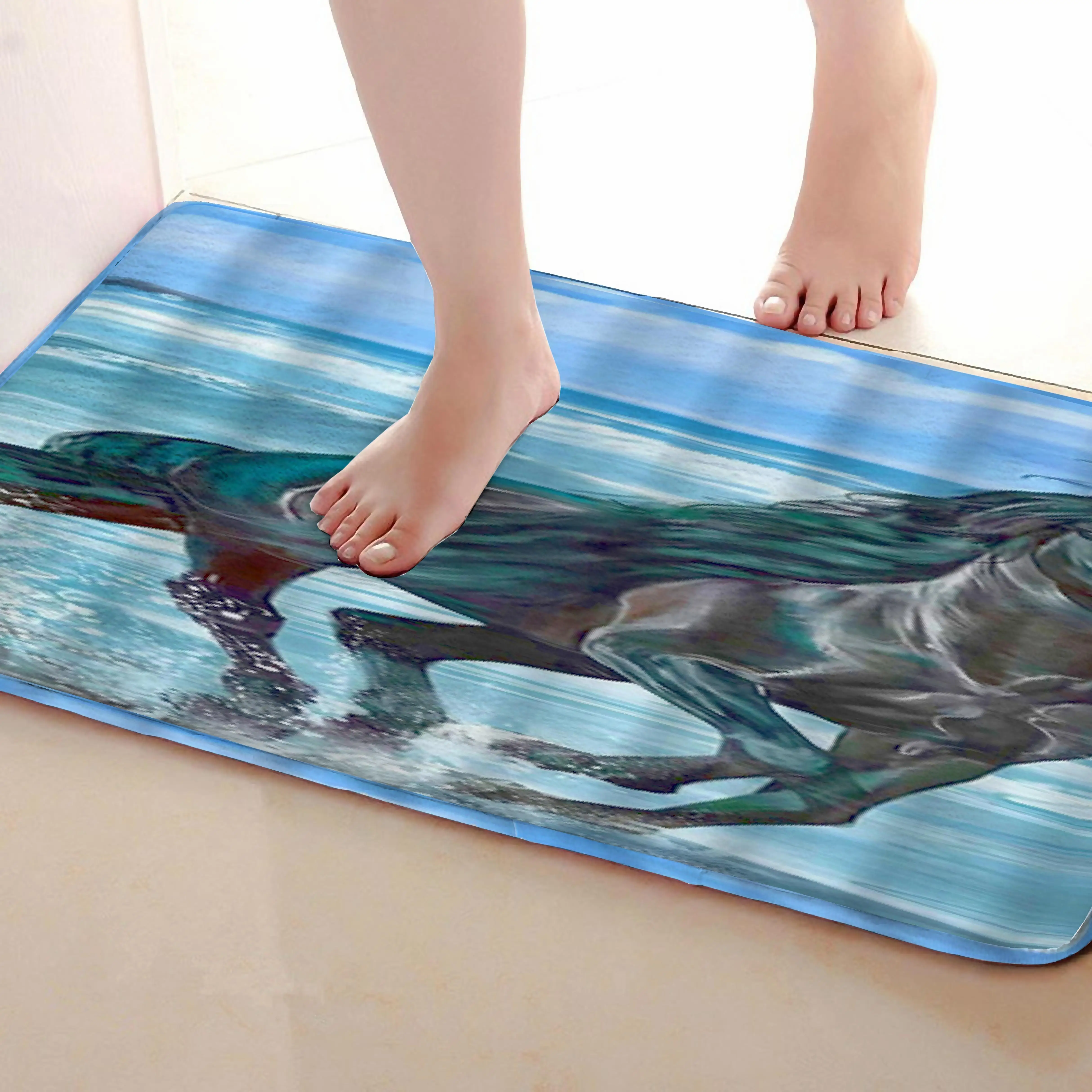 Коврик для ванной комнаты в стиле лошади, Забавный Противоскользящий коврик для ванной, аксессуары для душевой занавески, соответствующие вашей душевой занавеске