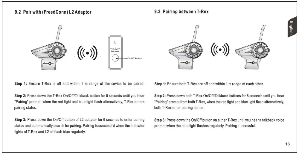 T-Rex Full Duplex 1500M 8-Way Motorcycle Group Talk System Bluetooth Helmet Intercom Headset BT Interphone FM Radio+extra remote