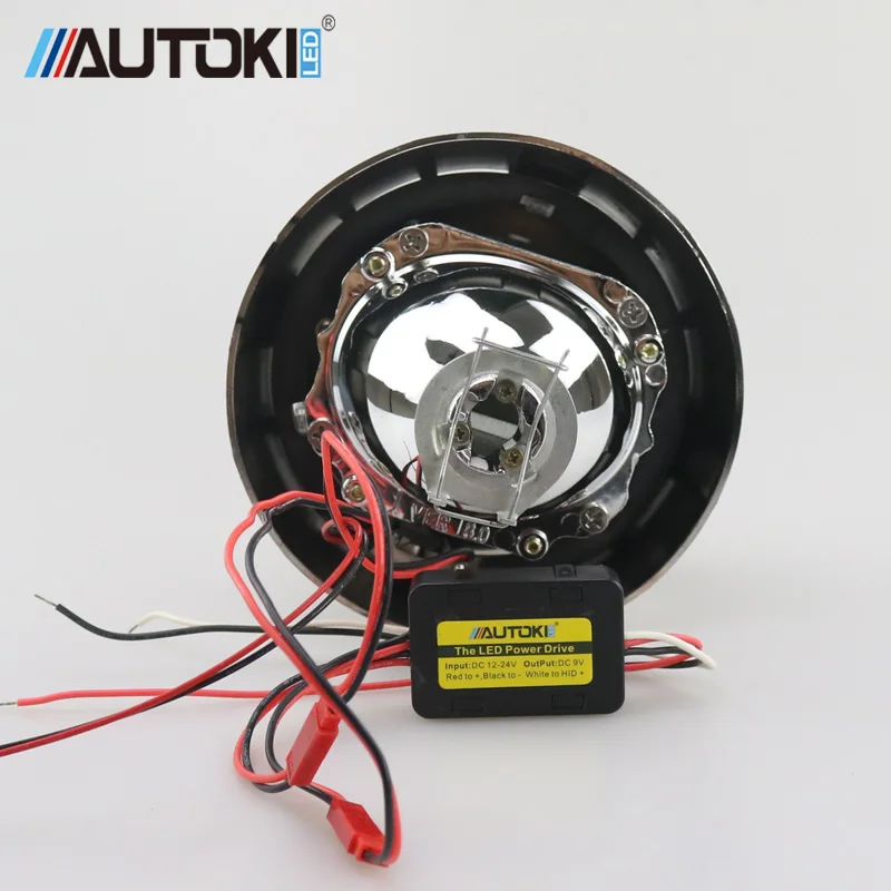 Автомобильный двухцветный светодиодный проектор Autoki angel eyes DRL HID, линзы для фар, биксеноновый комплект для модернизации, обновленный мини 2,5 ''8,0 H1 H4 H7