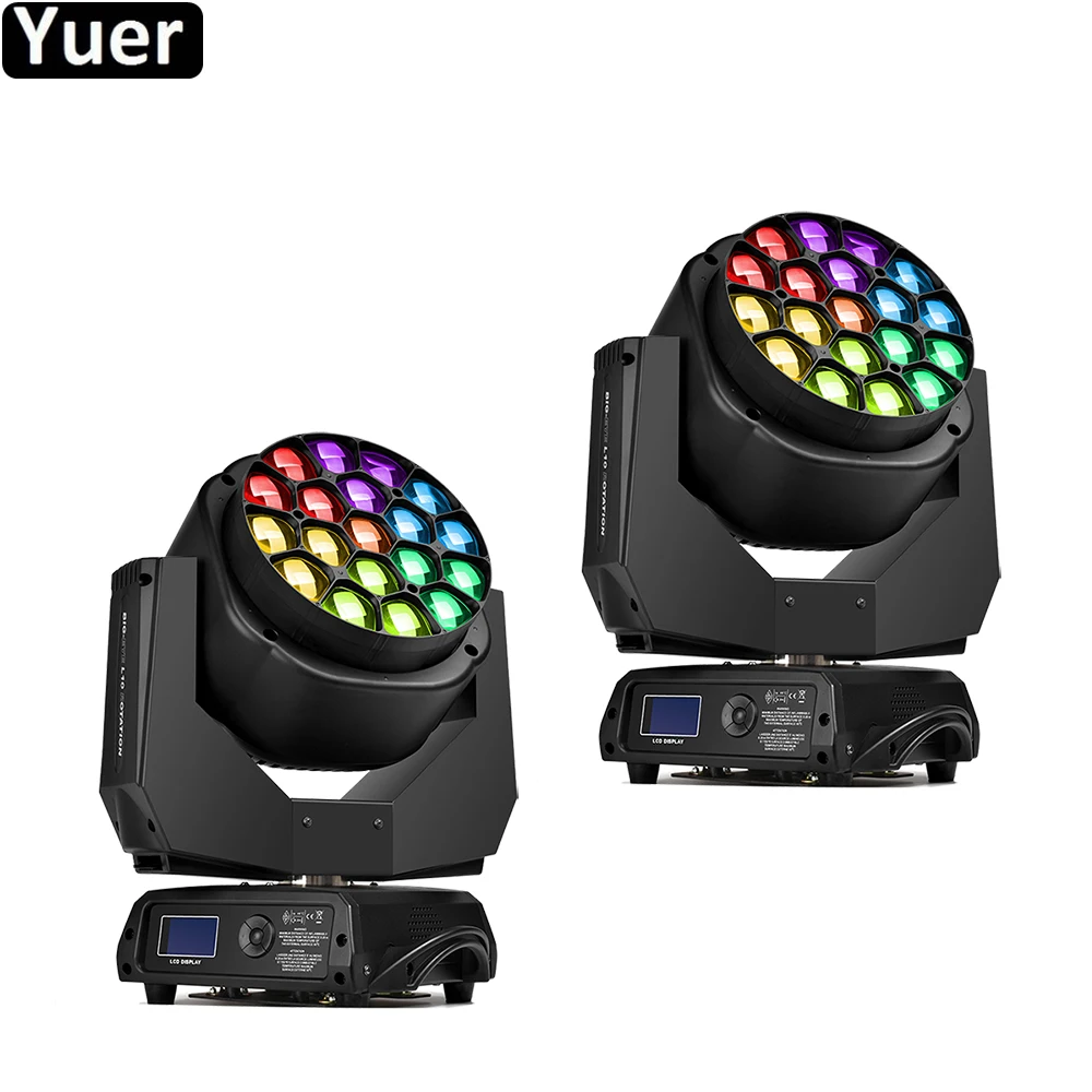 2Pcs/Lot LED RGBW 4in1 Zoom Wash Moving Head Light 19x15W Moving Head Light For DJ Bar Nightclub Disco Party Music Light shehds limited time offer 2pcs led beam wash 19x15w rgbw zoom lighting with flight case for disco ktv party free fast shipping
