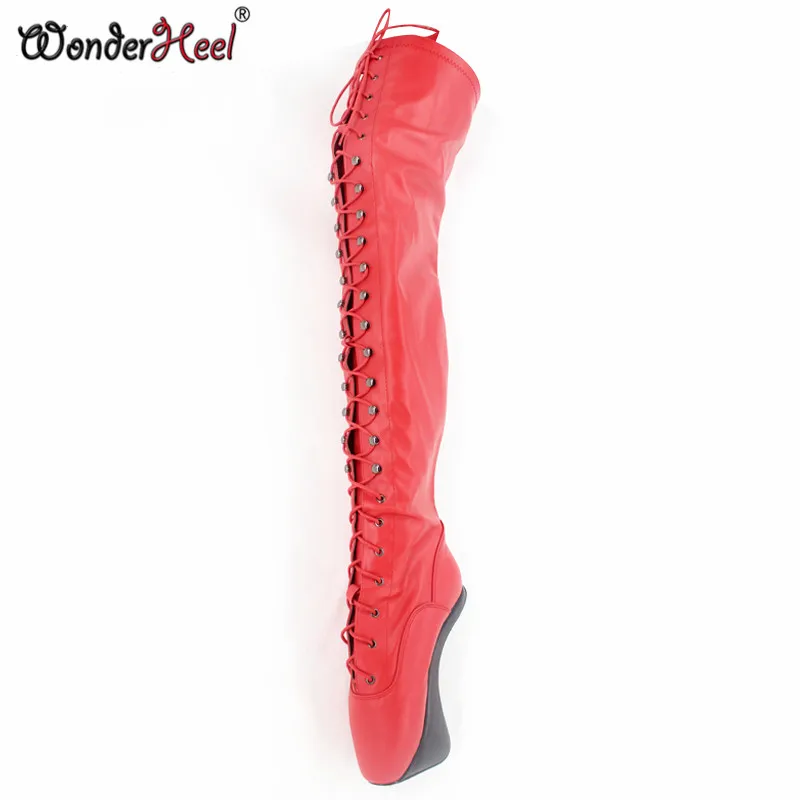 

Wonderheel Extreme high heel 18cm wedges matt ballet thigh high Boots sexy fetish high heel boot fashion show lace up long boots