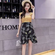 Рыбий хвост юбка летняя женская новая Корейская версия асимметричной гофрированной длинной секции высокой талии юбка женская